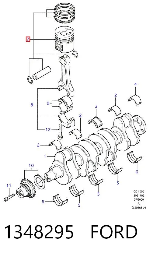 Pistón 1348295 Ford