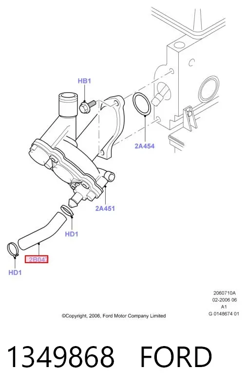 Manguera radiador 1349868 Ford
