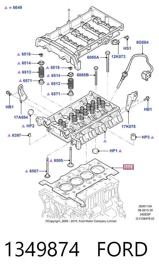 Junta de culata 1349874 Ford