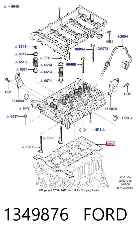 Junta de culata 1349876 Ford
