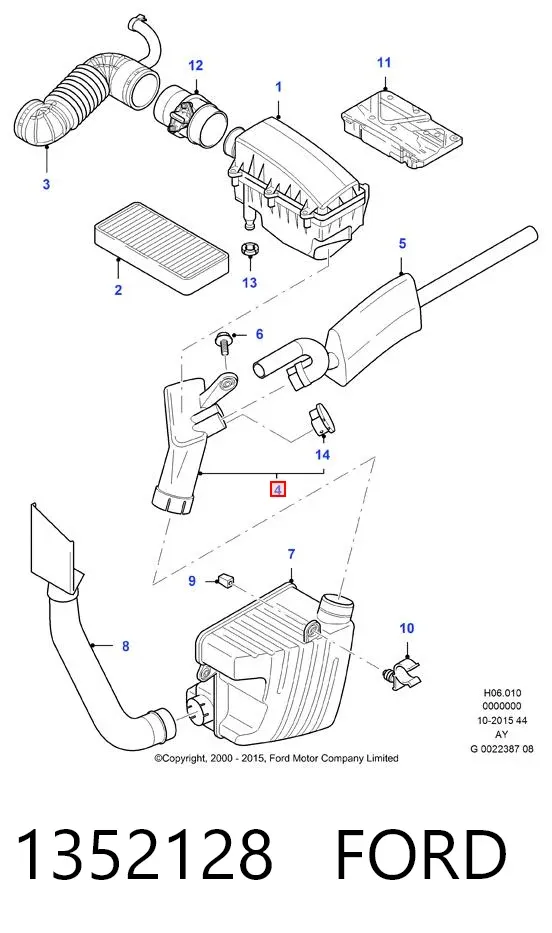 Tubo flexible de aspiración 1352128 Ford