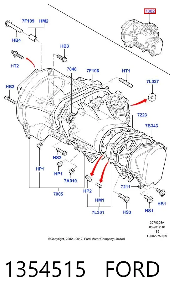 Caja de cambios 1354515 Ford
