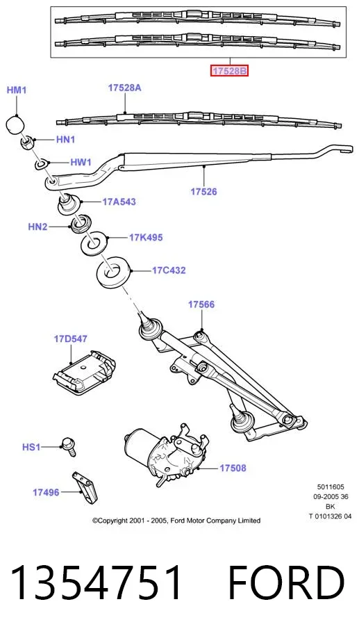 Limpiaparabrisas delanteras 1354751 Ford