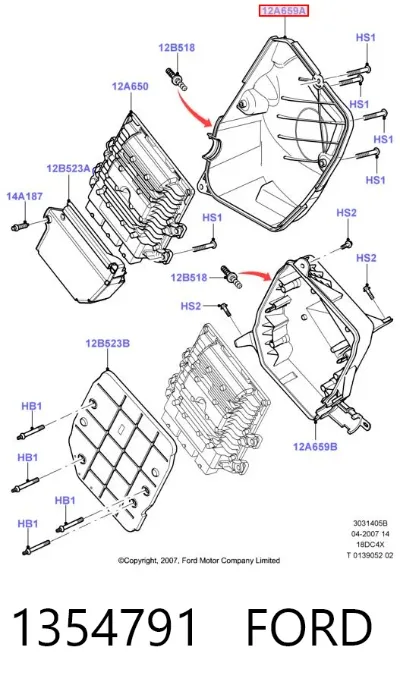 Carcasa de la caja de fusibles FORD 1354791