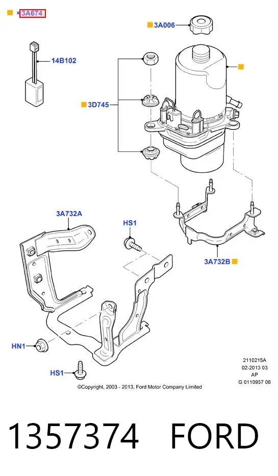 Bomba de dirección 1357374 Ford