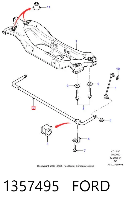 Estabilizador trasero 1357495 Ford