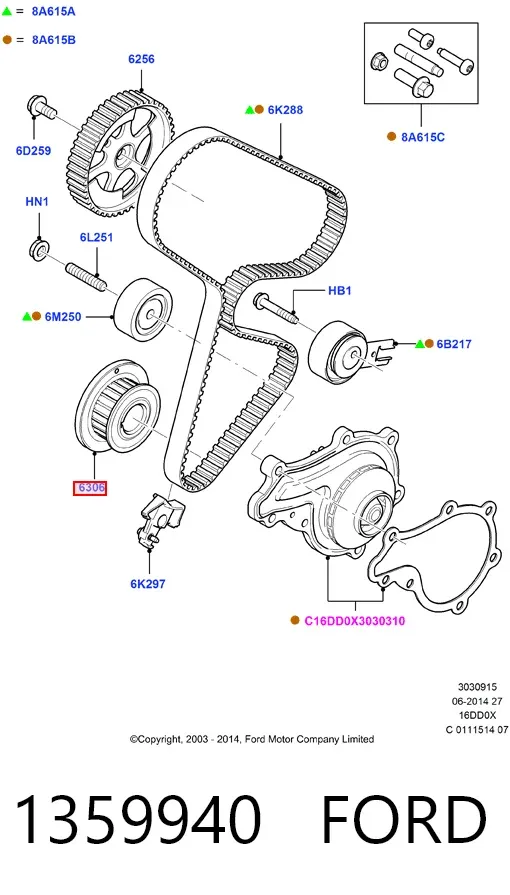 Piñón del cigüeñal 1359940 Ford