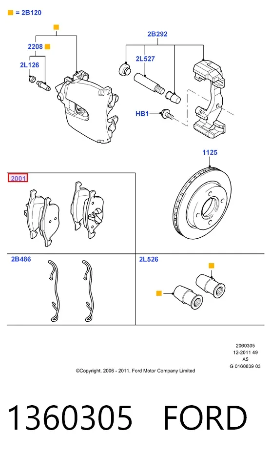 Pastillas de freno 1360305 Ford