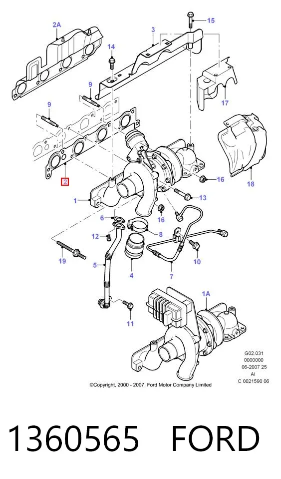 Junta colector escape 1360565 Ford