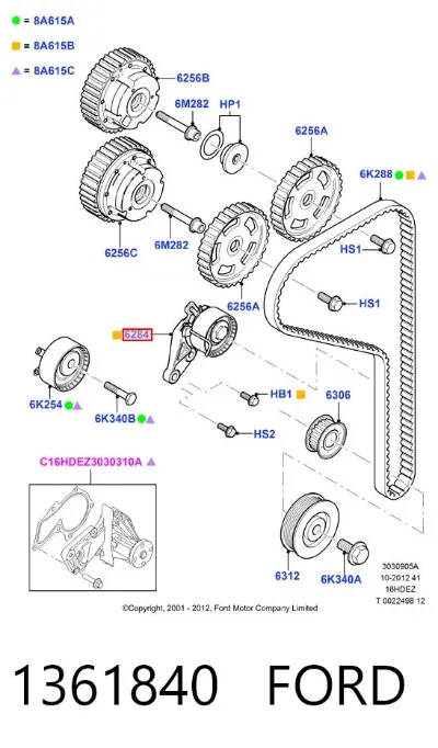 Tensor de la correa de distribución FORD 1361840
