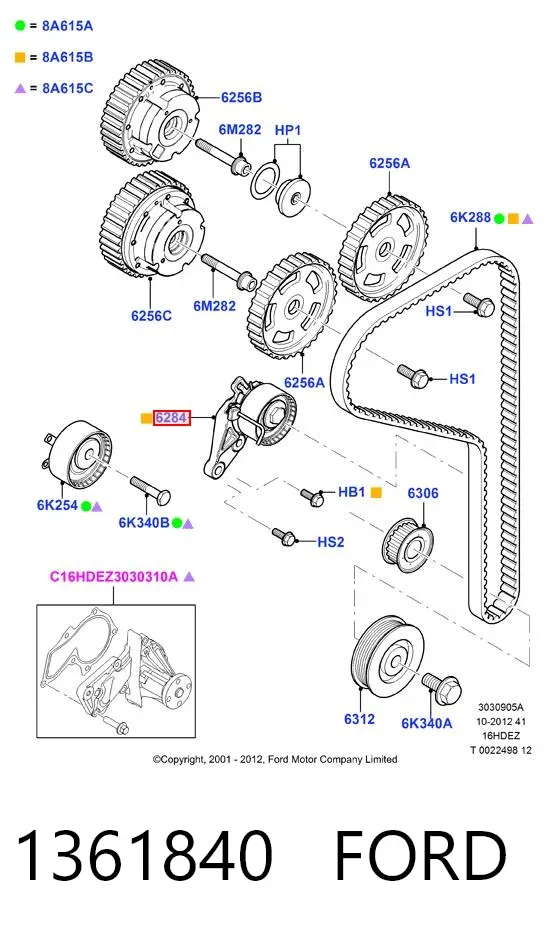 Tensor, correa de distribucion 1361840 Ford