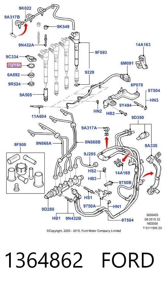 Kit de reparación del inyector 1364862 Ford