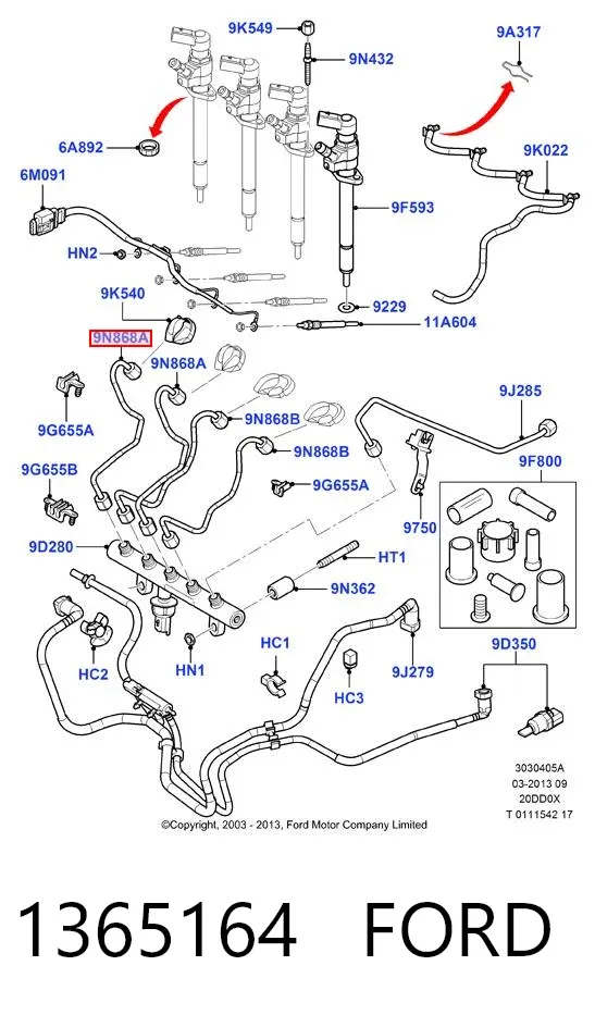 Rampa de combustible 1365164 Ford