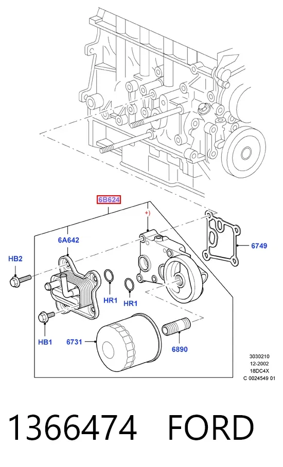 Radiador de aceite 1366474 Ford