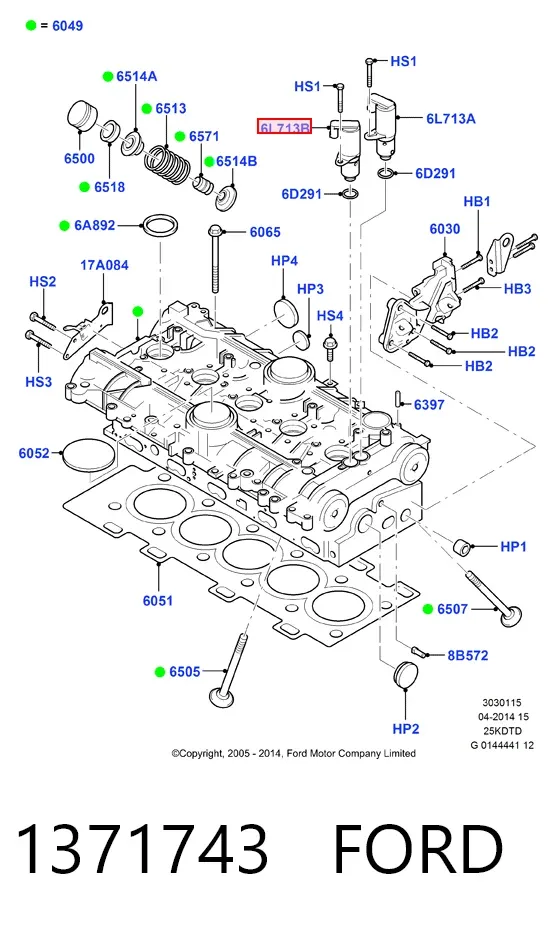 Válvula de control del árbol de levas 1371743 Ford