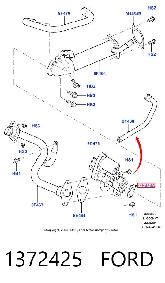 Junta de válvula EGR 1372425 Ford