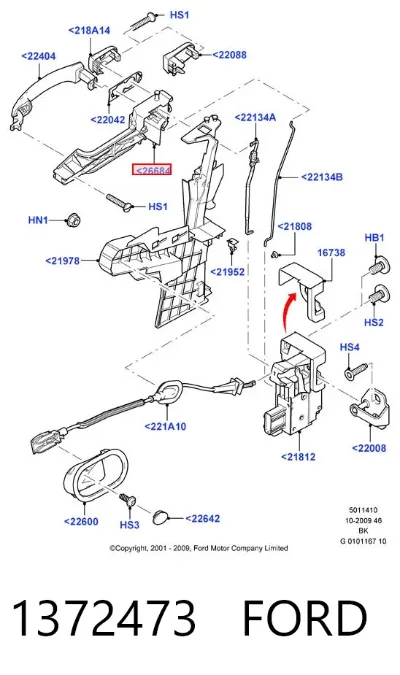 Soporte de manija exterior de puerta delantera izquierda FORD 1372473