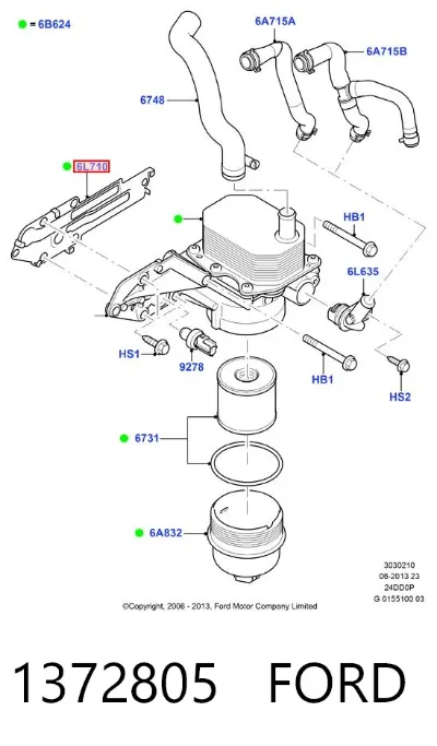 Junta del adaptador del filtro de aceite FORD 1372805