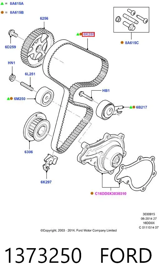 Correa distribución 1373250 Ford