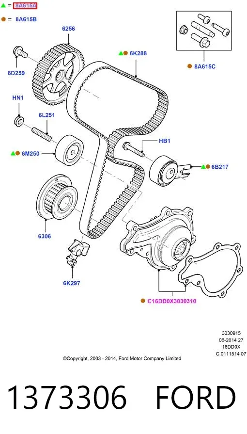 Kit de distribución 1373306 Ford