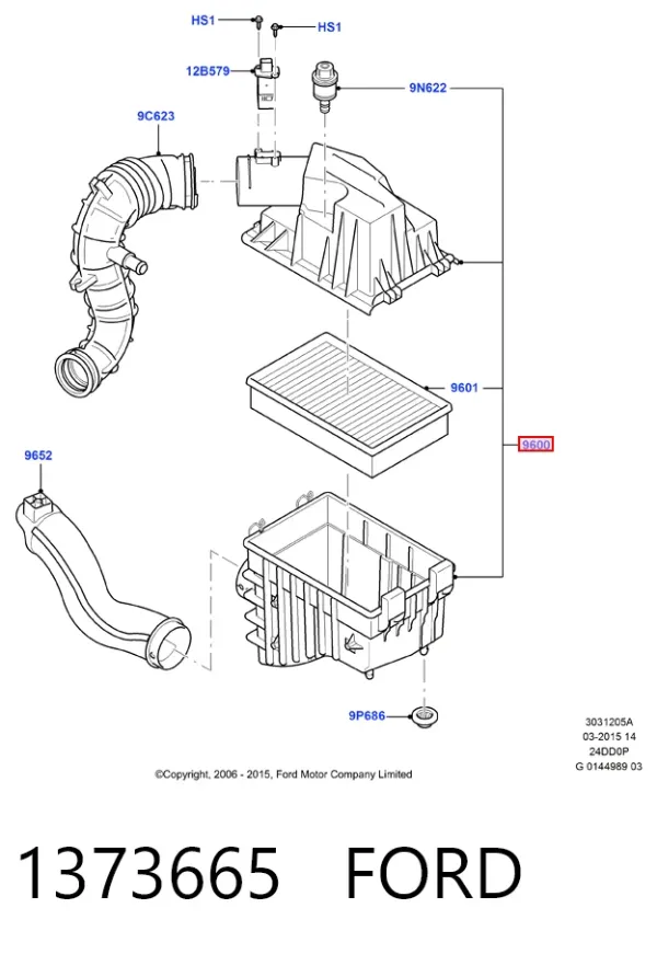 Caja del filtro de aire Ford Transit VI