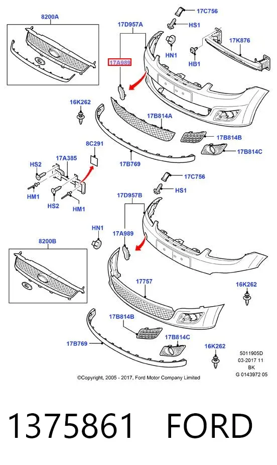 Tapa del enganche de remolcado delantera 1375861 Ford