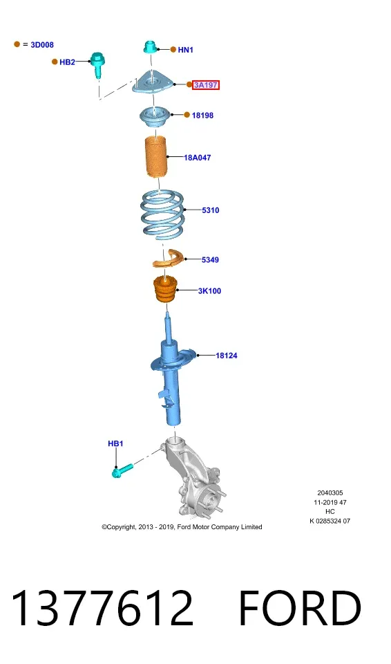 Soporte del amortiguador delantero 1377612 Ford