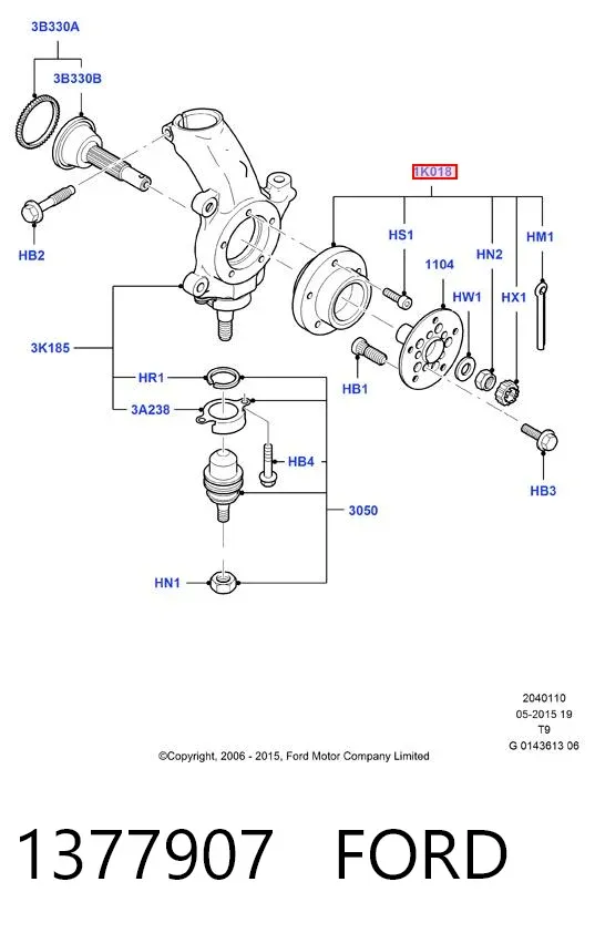 Cojinete de rueda delantero 1377907 Ford