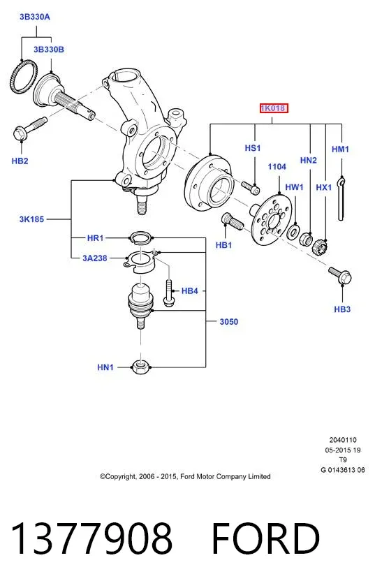 Cojinete de rueda delantero 1377908 Ford