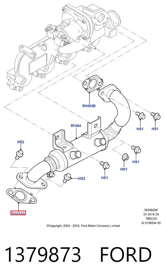Junta del enfriador EGR del sistema de recirculación de gases 1379873 Ford