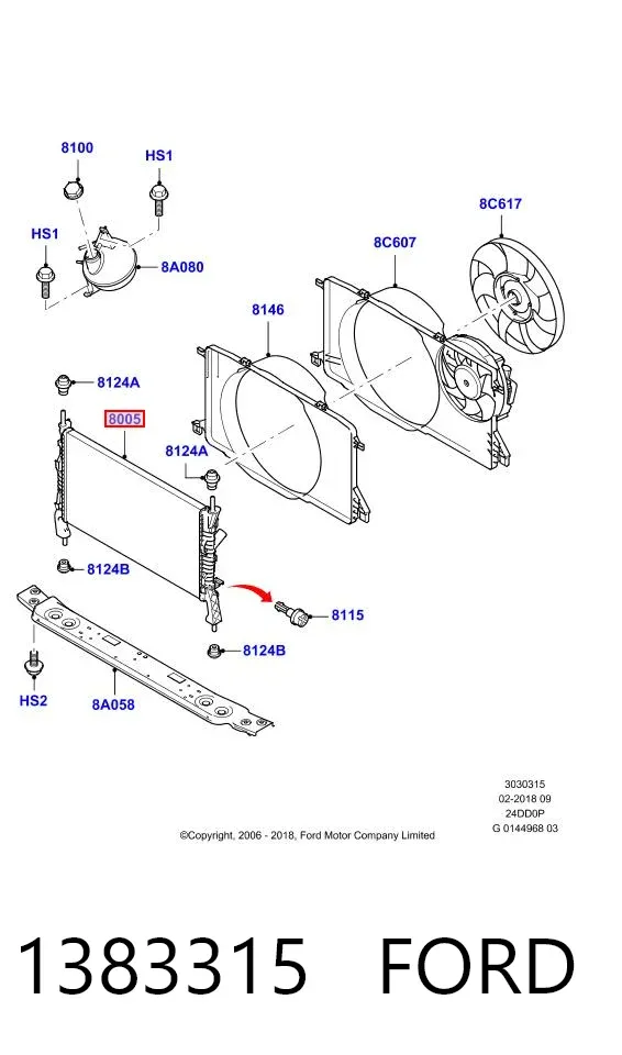 Radiador 1383315 Ford