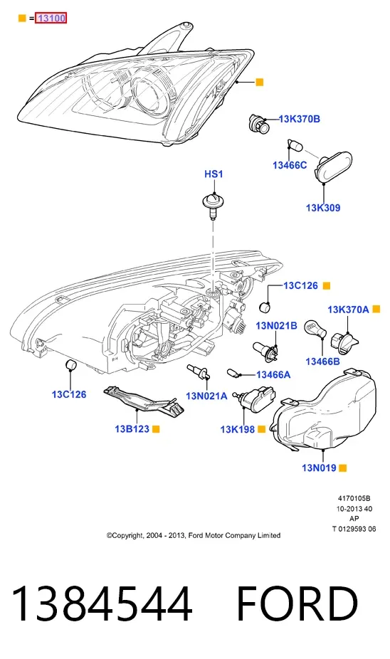 Faro derecho 1384544 Ford