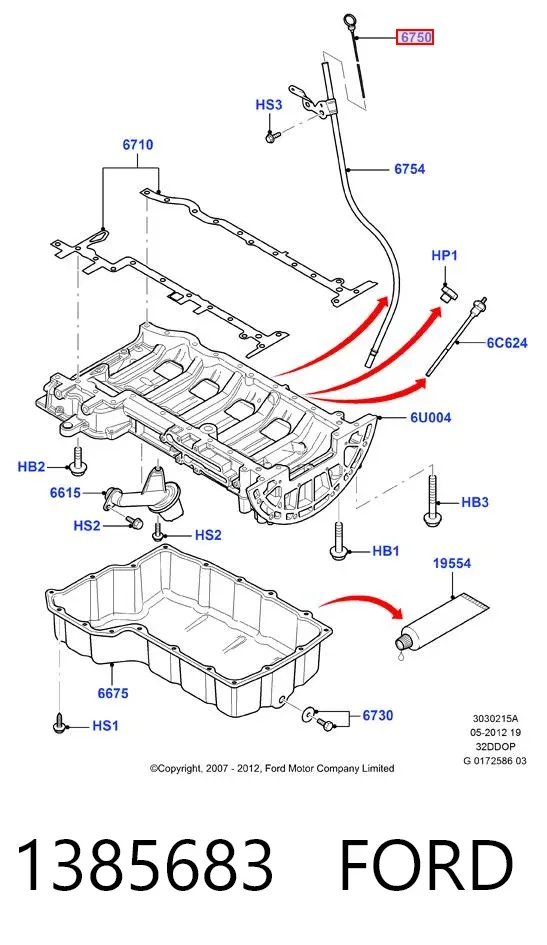 Varilla de aceite 1385683 Ford