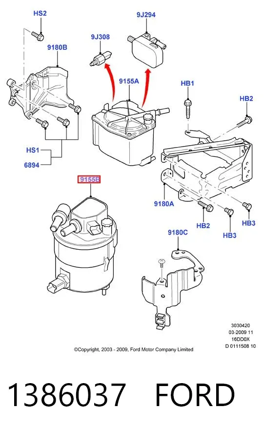 Filtro de combustible 1386037 Ford