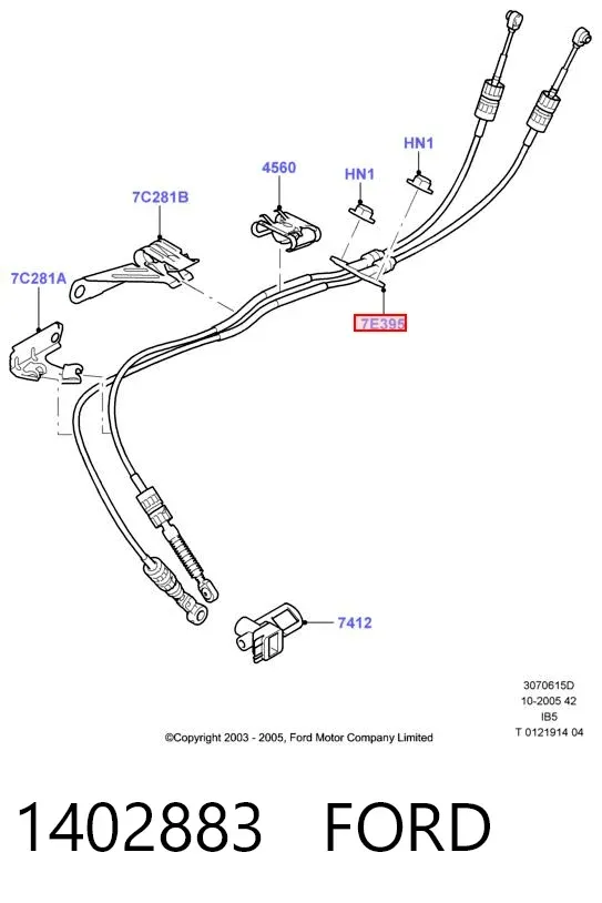 Cable de caja de cambios 1402883 Ford