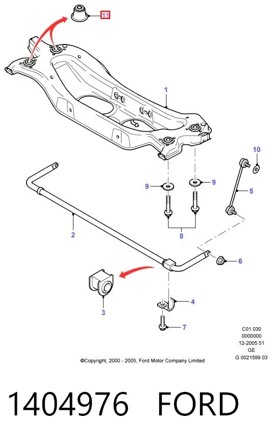 Silentblock trasero 1404976 Ford
