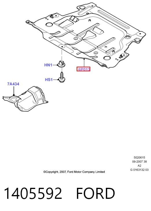 Protección motor / empotramiento 1405592 Ford