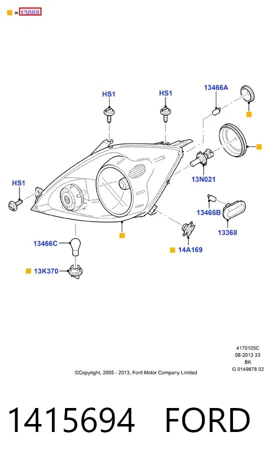 Faro derecho 1415694 Ford