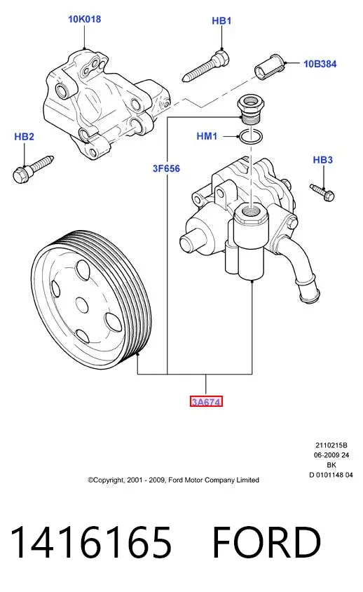 Bomba de dirección 1416165 Ford