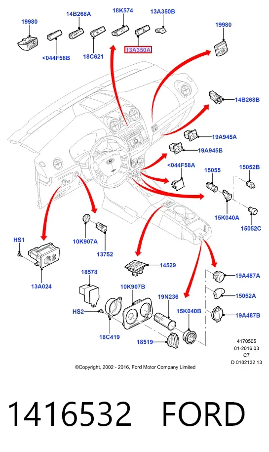 Boton de luz de emergencía Ford Mondeo IV