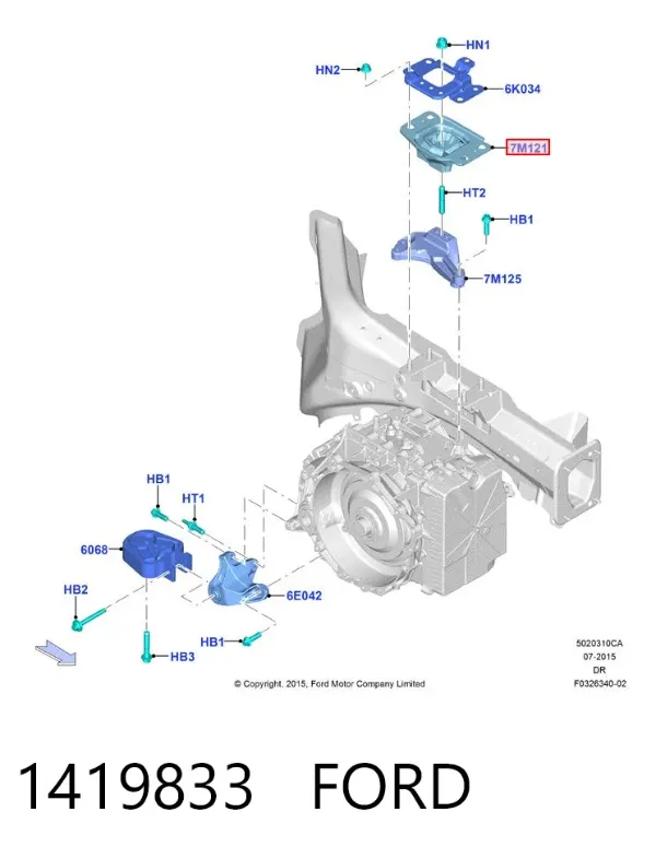 Soporte izquierdo del motor 1419833 Ford