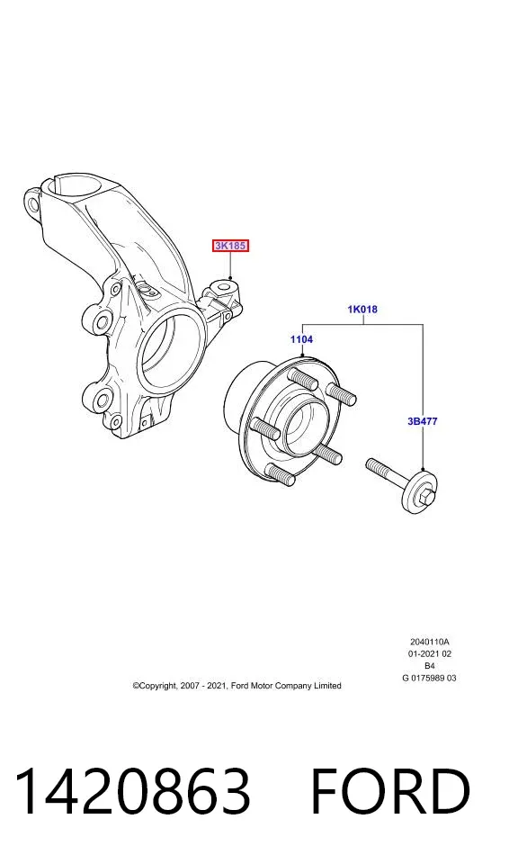 Mangueta delantera izquierda 1420863 Ford
