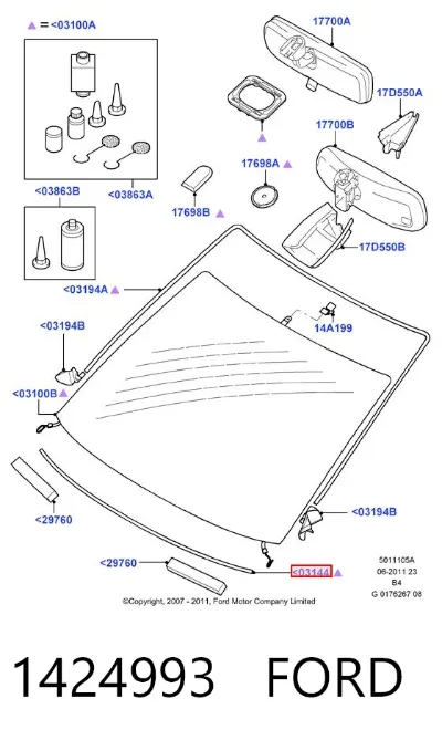 Moldura inferior del parabrisas FORD 1424993