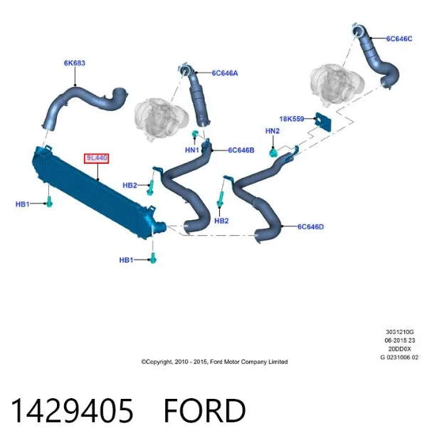 Intercooler 1429405 Ford