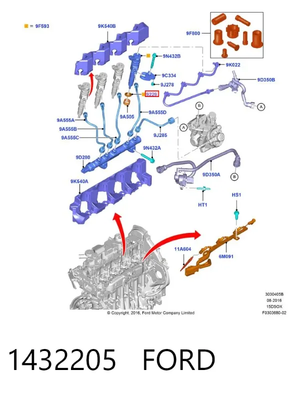 Junta de inyectores 1432205 Ford