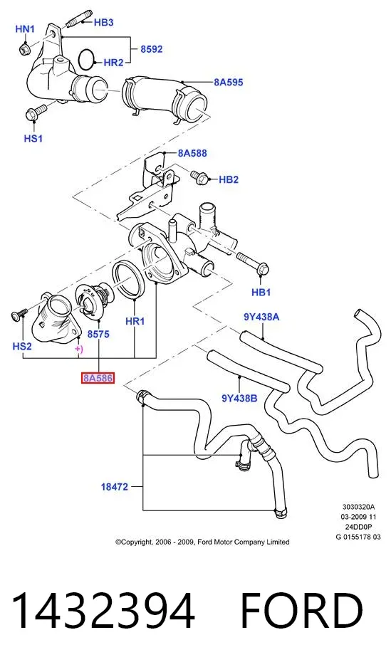 Caja de termostato 1432394 Ford