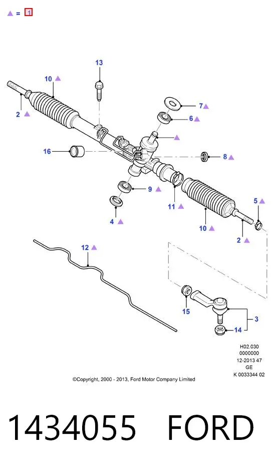 Cremallera de dirección 1434055 Ford