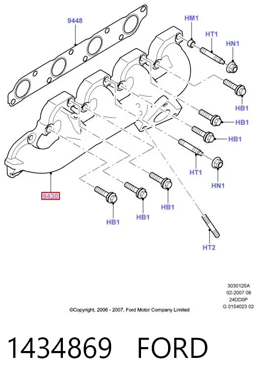 Colector de escape 1434869 Ford