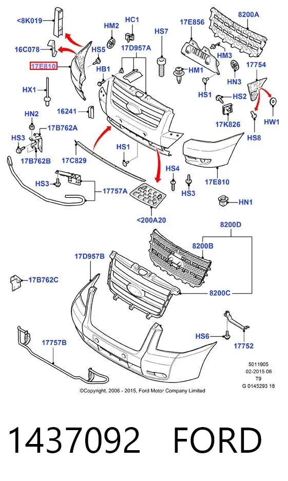 Parachoques delantero, parte izquierda 1437092 Ford