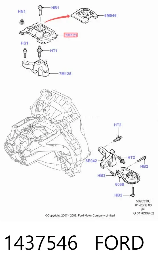 Soporte superior izquierdo del motor 1437546 Ford